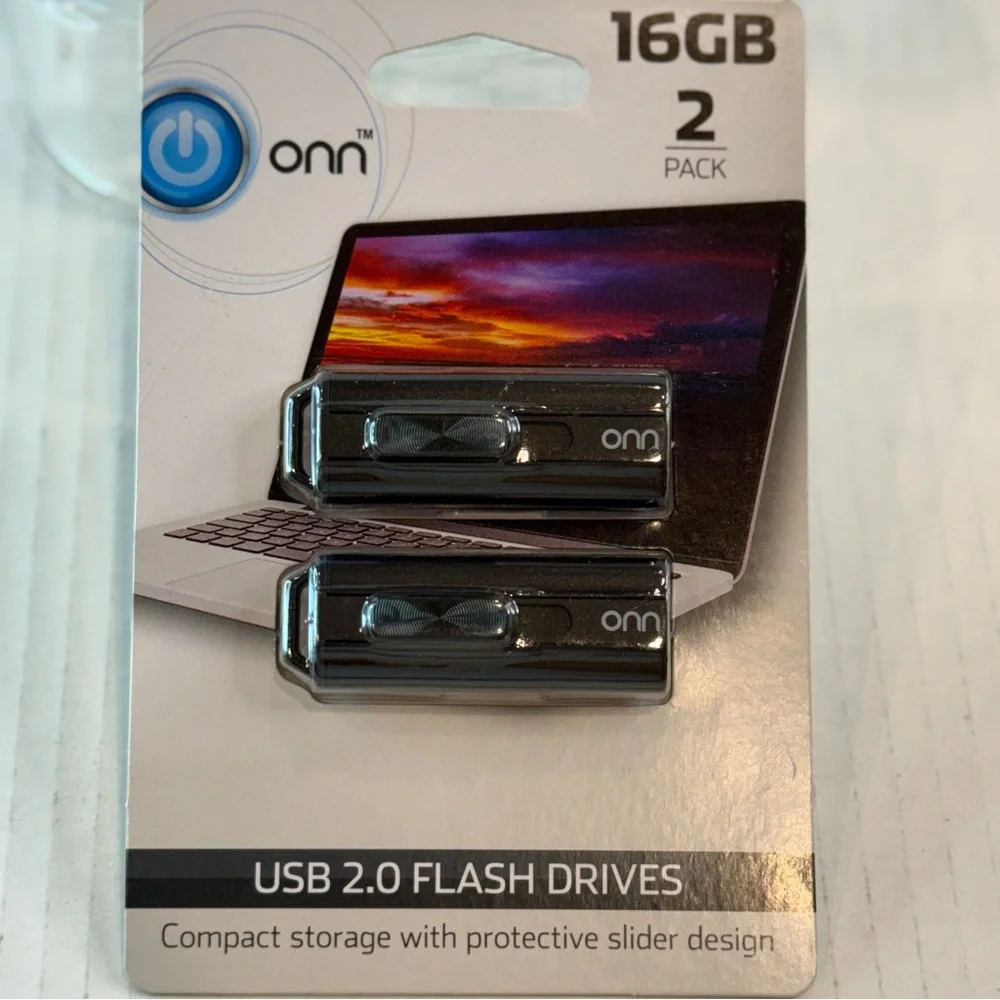 🆕 Onn 16GB USB 2.0 Flash Drives – 2 Pack | Compact Storage | 🆕